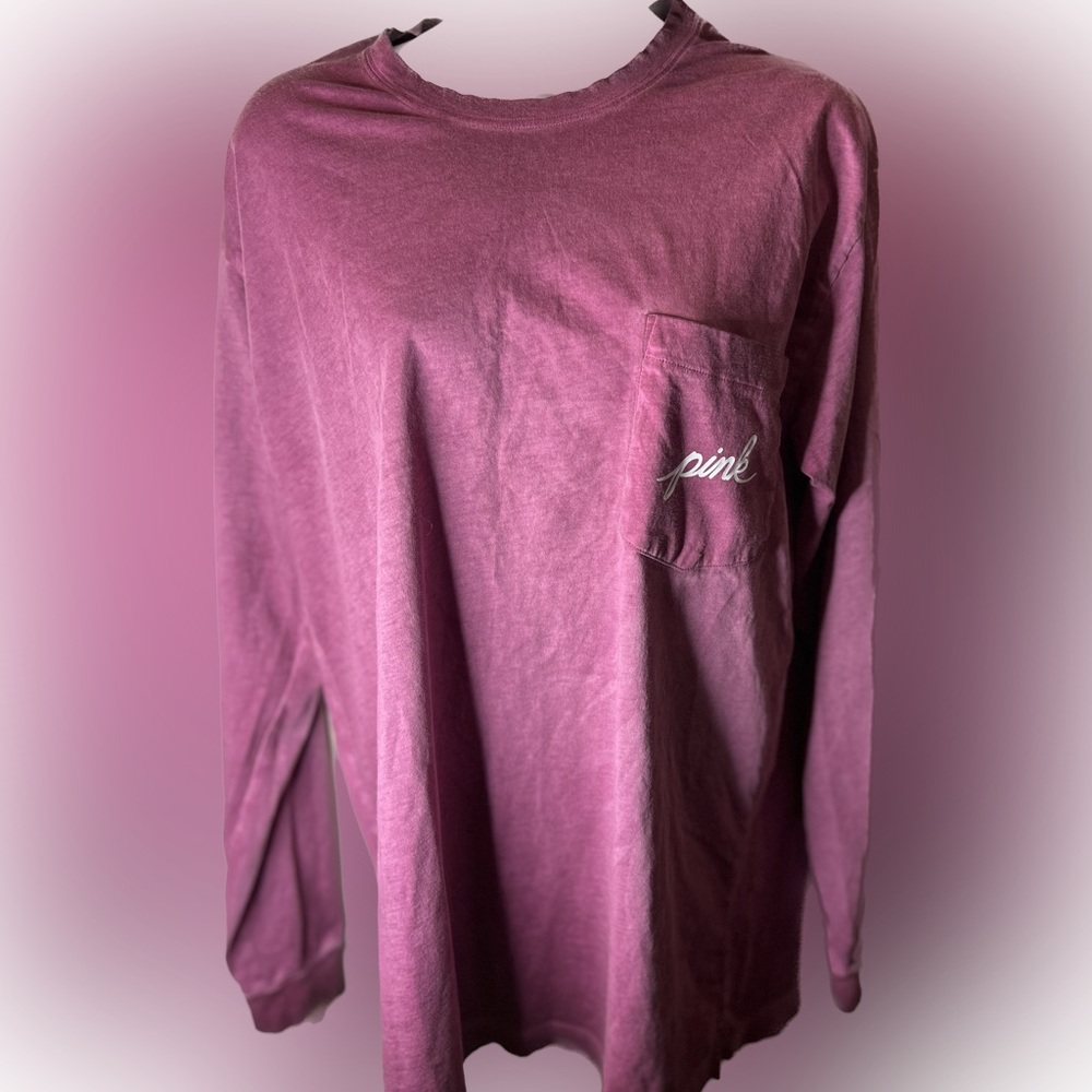 PINK Victoria Secrets pinkish mauve long sleeved tee shirt size medium